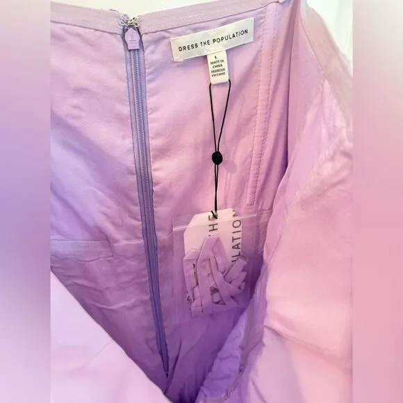 Dress The PopulationLayana Floral Tiered Bustier Gown Lavender Strapless, Large - Picture 6 of 11